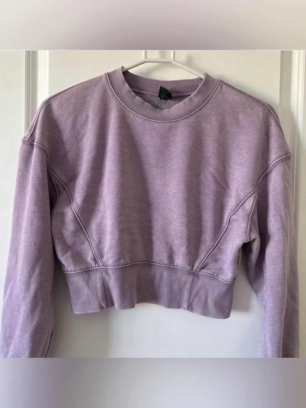 Cropped Lavender Crewneck Sweatshirt - Women Tops - Picture 4 of 6